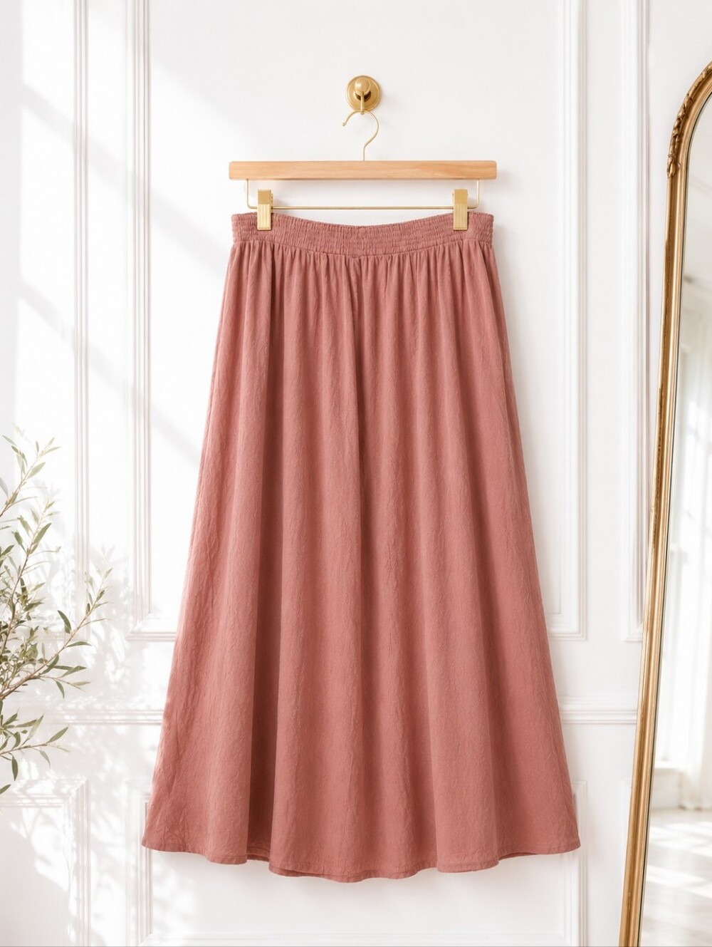 Color Me Cotton | Dusty Rose 100% Cotton Maxi Skirt | Size Small | Side Pockets - Picture 5 of 7